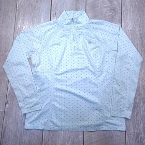 Ariat 1/4 Zip Sun Shirt Women Large Light Blue Polka Dot Heat Series Top